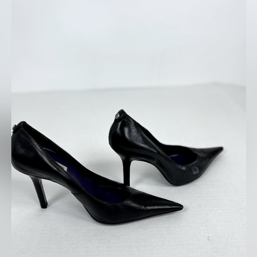 Black Leather Women's Heels - Picture 4 of 7